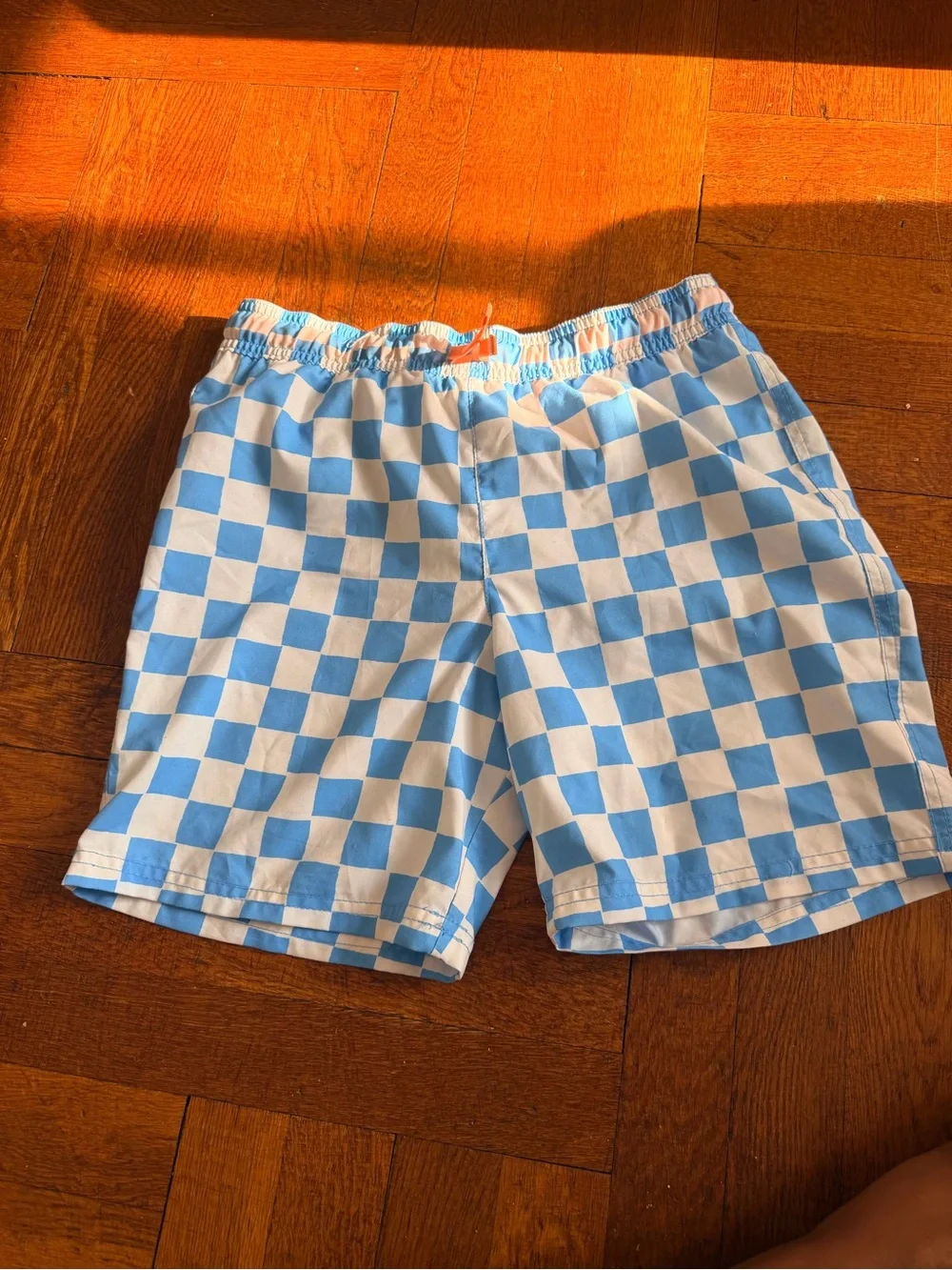 Kids' Swim Shorts Trio - Teal Fruit, Blue Check, Light Blue Pizza